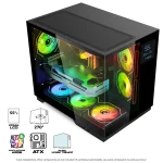 Spirit of Gamer Számítógépház - VIPER CRX Black (fekete, ablakos, 6x12cm ventilátor, alsó táp,  ATX, 1x USB-C, 2x USB-A) - Image 3