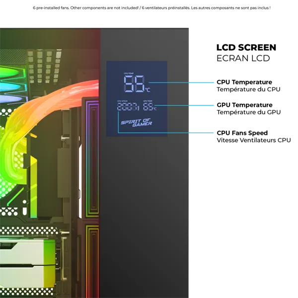 Spirit of Gamer Számítógépház - VIPER CRX Black (fekete, ablakos, 6x12cm ventilátor, alsó táp,  ATX, 1x USB-C, 2x USB-A) - Image 4