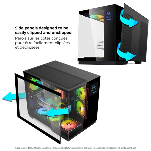 Spirit of Gamer Számítógépház - VIPER CRX Black (fekete, ablakos, 6x12cm ventilátor, alsó táp,  ATX, 1x USB-C, 2x USB-A) - Image 5