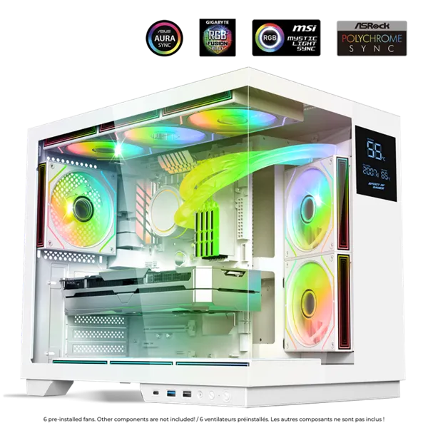 Spirit of Gamer Számítógépház - VIPER CRX White (fekete, ablakos, 6x12cm ventilátor, alsó táp,  ATX, 1x USB-C, 2x USB-A) - Image 2
