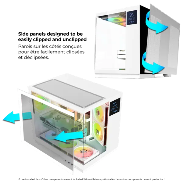 Spirit of Gamer Számítógépház - VIPER CRX White (fekete, ablakos, 6x12cm ventilátor, alsó táp,  ATX, 1x USB-C, 2x USB-A) - Image 5