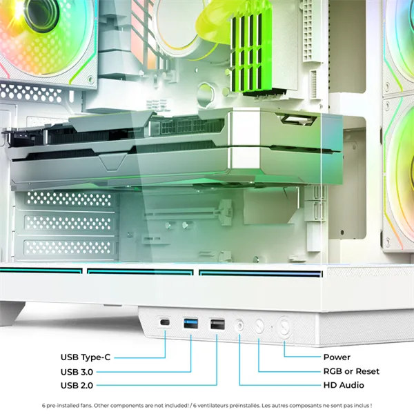 Spirit of Gamer Számítógépház - VIPER CRX White (fekete, ablakos, 6x12cm ventilátor, alsó táp,  ATX, 1x USB-C, 2x USB-A) - Image 7