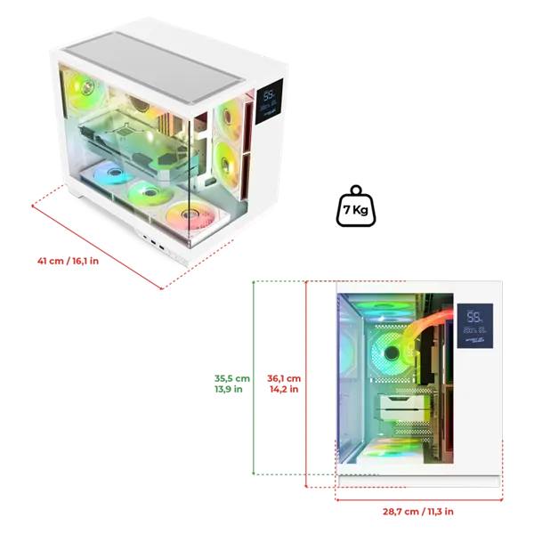 Spirit of Gamer Számítógépház - VIPER CRX White (fekete, ablakos, 6x12cm ventilátor, alsó táp,  ATX, 1x USB-C, 2x USB-A) - Image 11