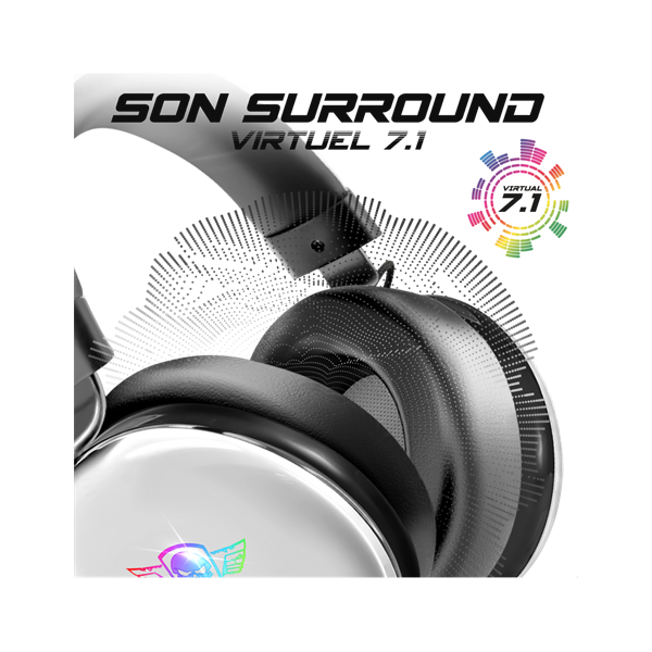 Spirit of Gamer Fejhallgató - H700 White (MultiPlatform, 7.1, mikrofon, hangerőszabályzó, nagy-párnás, fehér) - Image 3