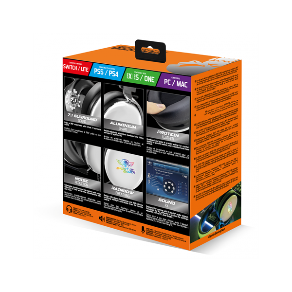 Spirit of Gamer Fejhallgató - H700 White (MultiPlatform, 7.1, mikrofon, hangerőszabályzó, nagy-párnás, fehér) - Image 12