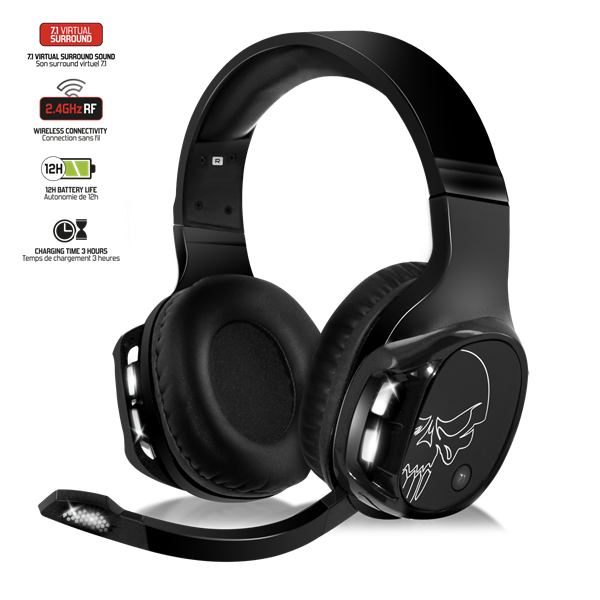 Spirit of Gamer Wireless Fejhallgató - MIC-XH1100 (MultiPlatform,7.1,mikrofon, hangerőszabályzó, nagy-párnás, fekete) - Image 2