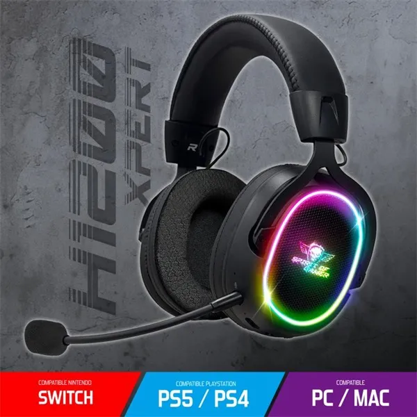Spirit of Gamer Wireless Fejhallgató - MIC-XH1200 (MultiPlatform,7.1,mikrofon, hangerőszabályzó, nagy-párnás, fekete) - Image 3