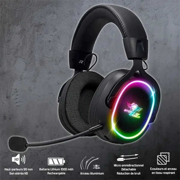 Spirit of Gamer Wireless Fejhallgató - MIC-XH1200 (MultiPlatform,7.1,mikrofon, hangerőszabályzó, nagy-párnás, fekete) - Image 4