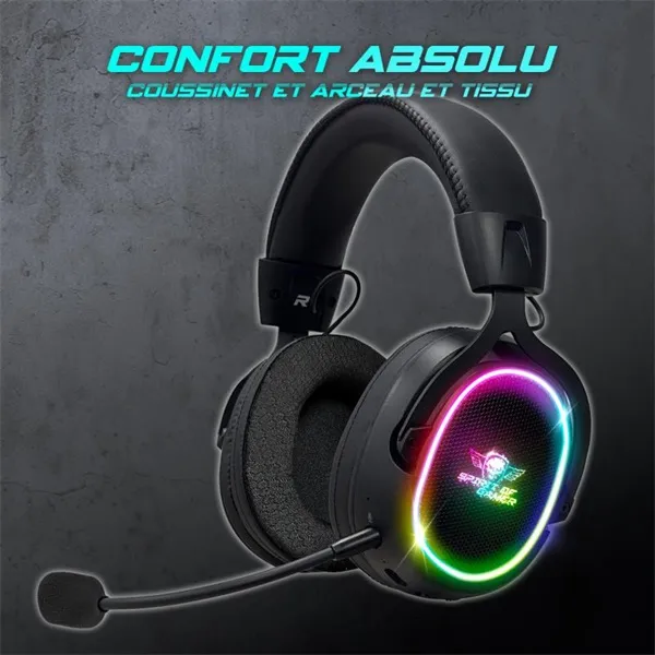 Spirit of Gamer Wireless Fejhallgató - MIC-XH1200 (MultiPlatform,7.1,mikrofon, hangerőszabályzó, nagy-párnás, fekete) - Image 10