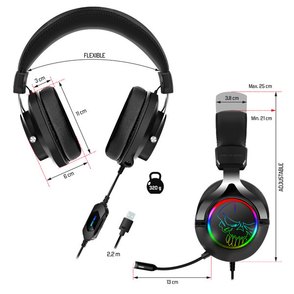 Spirit of Gamer Fejhallgató - MIC-XH600 (MultiPlatform, 7.1, mikrofon, hangerőszabályzó, nagy-párnás, fekete) - Image 14