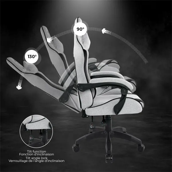 Spirit of Gamer szék - ARENA Light Grey (állítható magasság; párnázott kartámasz; PU; max.120kg-ig, világos-szürke) - Image 5