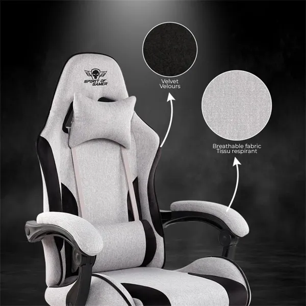 Spirit of Gamer szék - ARENA Light Grey (állítható magasság; párnázott kartámasz; PU; max.120kg-ig, világos-szürke) - Image 6