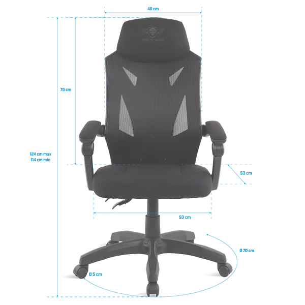 Spirit of Gamer szék - HELLCAT Black (állítható dőlés/magasság; szövet; max.120kg-ig, fekete) - Image 7