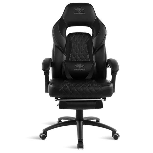 Spirit of Gamer szék - MUSTANG Black (állítható dőlés/magasság; kihajtható lábtartó; max.120kg-ig, fekete) - Image 2