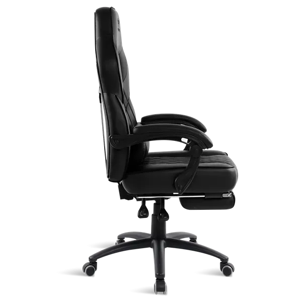 Spirit of Gamer szék - MUSTANG Black (állítható dőlés/magasság; kihajtható lábtartó; max.120kg-ig, fekete) - Image 3