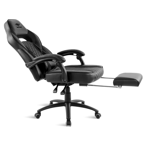 Spirit of Gamer szék - MUSTANG Black (állítható dőlés/magasság; kihajtható lábtartó; max.120kg-ig, fekete) - Image 5
