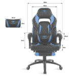 Spirit of Gamer szék - MUSTANG Blue (állítható dőlés/magasság; kihajtható lábtartó; max.120kg-ig, kék) - Image 6