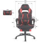 Spirit of Gamer szék - MUSTANG Red (állítható dőlés/magasság; kihajtható lábtartó; max.120kg-ig, piros) - Image 6