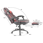 Spirit of Gamer szék - MUSTANG Red (állítható dőlés/magasság; kihajtható lábtartó; max.120kg-ig, piros) - Image 8