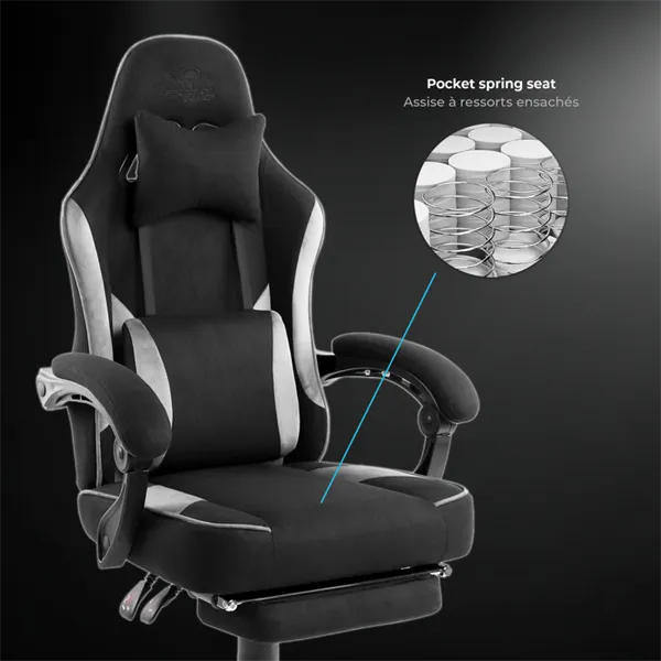 Spirit of Gamer szék - RAVEN (állítható dőlés/magasság; kihajtható lábtartó; max.120kg-ig, fekete) - Image 7
