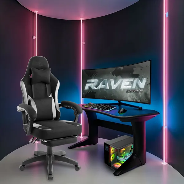 Spirit of Gamer szék - RAVEN (állítható dőlés/magasság; kihajtható lábtartó; max.120kg-ig, fekete) - Image 10