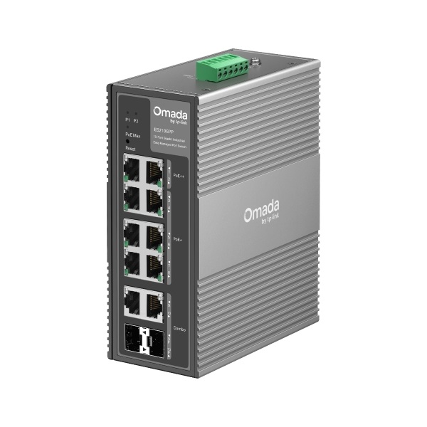 TP-Link Switch Industrial PoE - IES210GPP (8x 1Gbps bt/at/af PoE port; 2x SFP port; 240W; DC 12-57V; DIN-sín) - Image 1