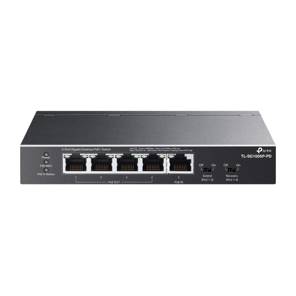 TP-Link_Switch_PoE_-_TL-SG1005P-PD_5_port_1Gbps_1port_PoE_be_es_4port_PoE_kimenet_max_66W-i436210.jpg TP-Link Switch  PoE - TL-SG1005P-PD (5port 1Gbps; 1port PoE++ be és 4port PoE+ kimenet; max 66W) - Image 1