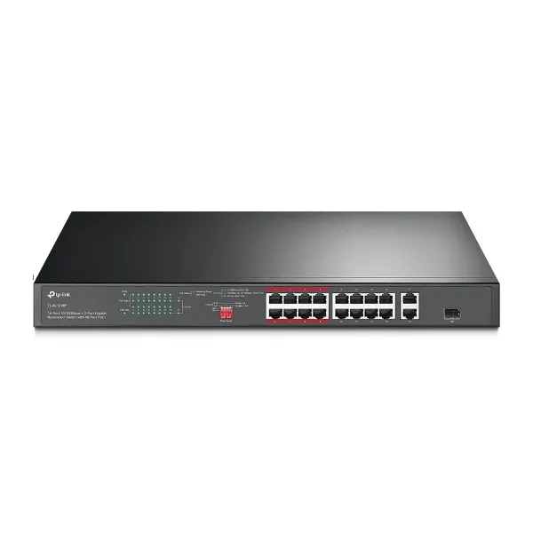 TP-LINK TL-SL1218P 16-Port 10/100Mbps + 2-Port Gigabit Rackmount Switch