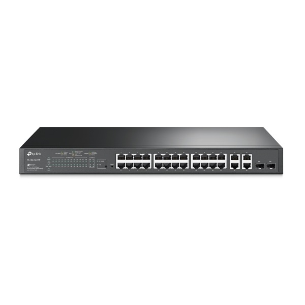 TP-Link Switch  PoE - TL-SL2428P (24port 100Mbps + 2port 1Gbps;  24 af PoE port; 2x Combo SFP; 250W, 250m extended mode) - Image 2