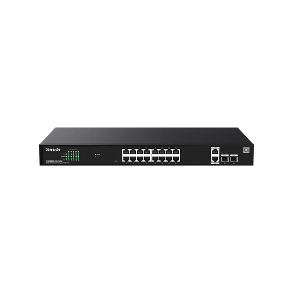 Tenda Switch Menedzselhető PoE - TEG2220P-16-250W (16x1Gbps + 2x1Gbps Uplink + 2xSFP;  16af/at PoE+ port; 250W; rack)