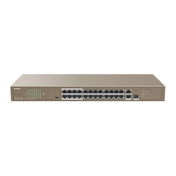 Tenda Switch PoE - TEF1126P-24-250W V2.0 (24x100Mbps; 2x1Gpbs; 1xSFP Combo; 24 af/at PoE+ port; 250W) - Image 1