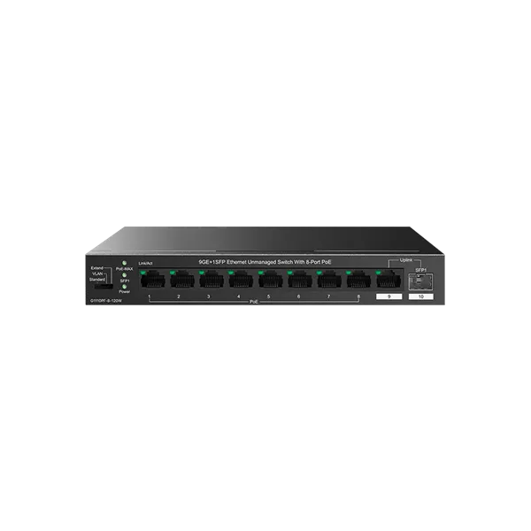 Tenda Switch PoE - TEG1110PF-8-120W (9x1Gbps; 1xSFP; 8x af/at PoE; 92W)