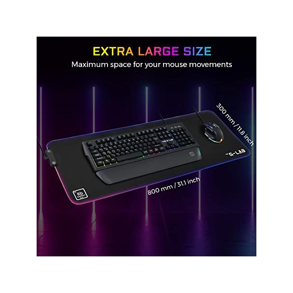The G-Lab Egérpad - PAD RUBIDIUM (800x300x3mm; fekete, extra USB, vízálló, RGB LED) - Image 5