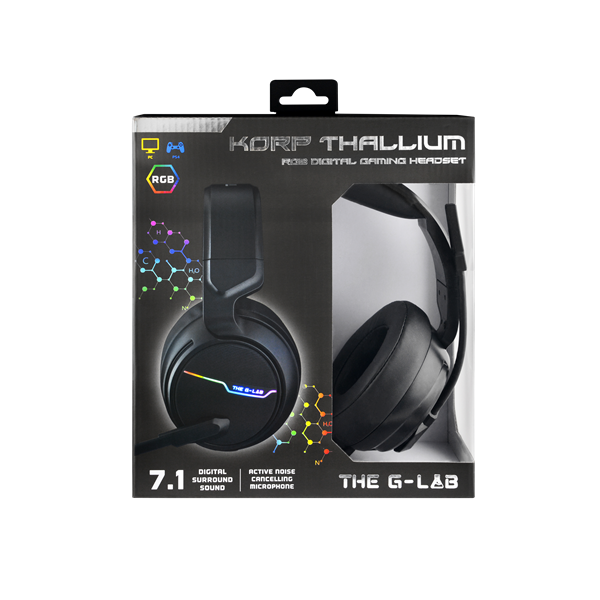 The G-Lab Fejhallgató - KORP THALLIUM 7.1 (mikrofon, USB, 2,4m harisnyázott kábel, hangerőszabályzó, nagy-párnás, RGB) - Image 5