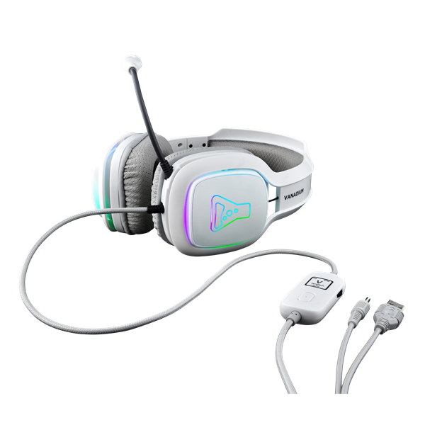 The G-Lab Fejhallgató - KORP VANADIUM (mikrofon, USB, 3,5mm Jack, hangerőszabályzó, nagy-párnás, RGB, fehér) - Image 4