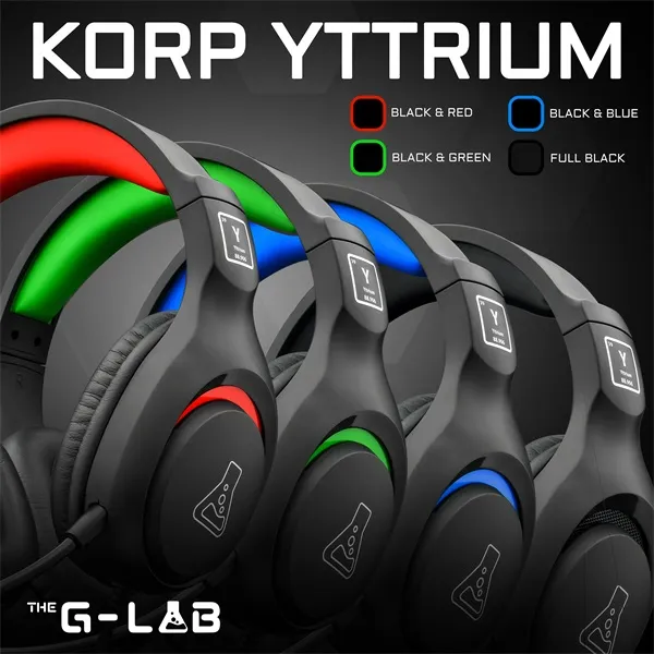 The G-Lab Fejhallgató - KORP  YTTRIUM (mikrofon, 3,5 Jack, hangerőszabályzó, nagy-párnás, RGB, fekete) - Image 4