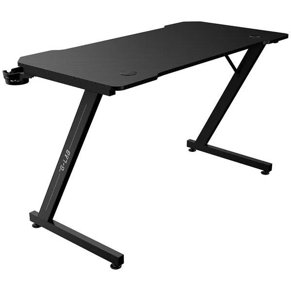The G-Lab Gamer Asztal - K-DESK YTTRIUM (120x60cm, fém, pohártartó, fejhallgatótartó, fekete) - Image 2