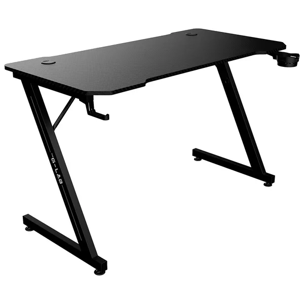 The G-Lab Gamer Asztal - K-DESK YTTRIUM (120x60cm, fém, pohártartó, fejhallgatótartó, fekete) - Image 3