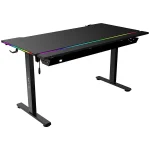 The G-Lab Gamer Asztal - K DESK PLATINIUM (140x75cm, fém, pohár, fejhallgatótartó, fekete, motoros magasság áll., RGB) - Image 2