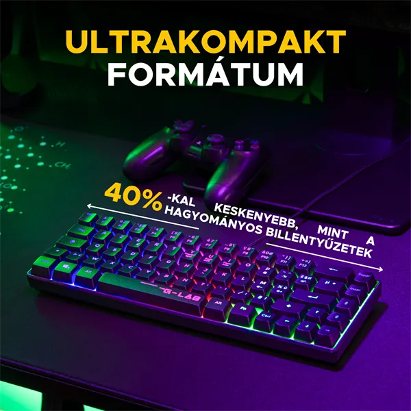The G-Lab Gamer Billentyűzet - KEYZ HYDROGEN HU (RGB LED, TKL, USB, fekete, magyar) - Image 6