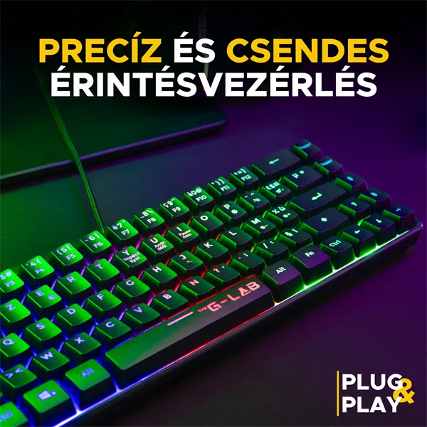 The G-Lab Gamer Billentyűzet - KEYZ HYDROGEN HU (RGB LED, TKL, USB, fekete, magyar) - Image 7