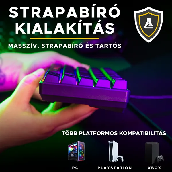 The G-Lab Gamer Billentyűzet - KEYZ HYDROGEN HU (RGB LED, TKL, USB, fekete, magyar) - Image 9
