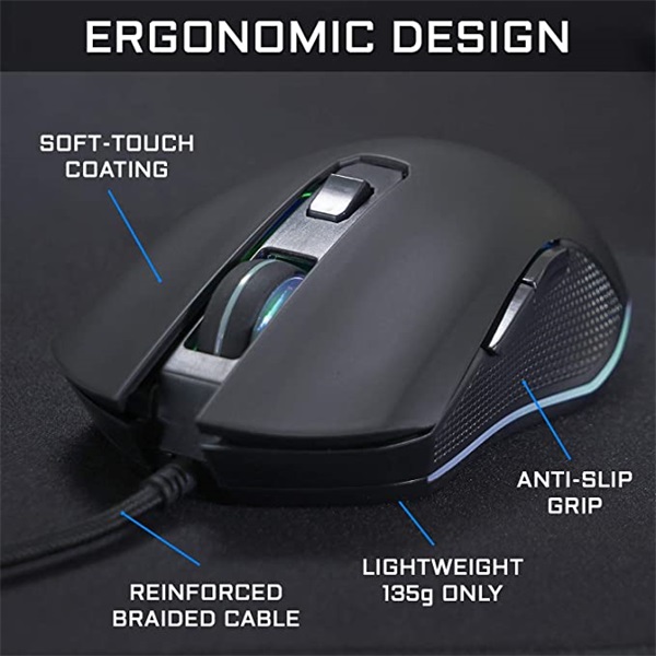 The G-Lab Gamer Egér - KULT HELIUM (3200 DPI, 6 gomb, makro, 1,8m kábel, RGB LED, fekete) - Image 9