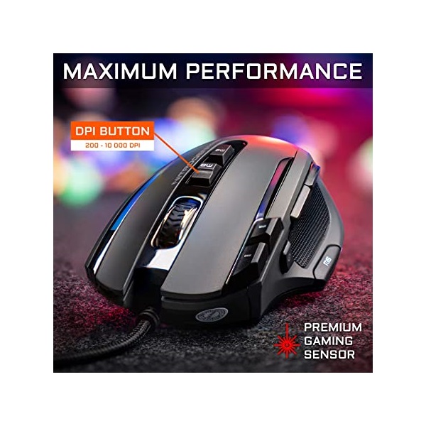 The G-Lab Gamer Egér - KULT NITRO ATOM (4800 DPI, 9 gomb, makro, 1,8m kábel, RGB LED, fekete) - Image 15