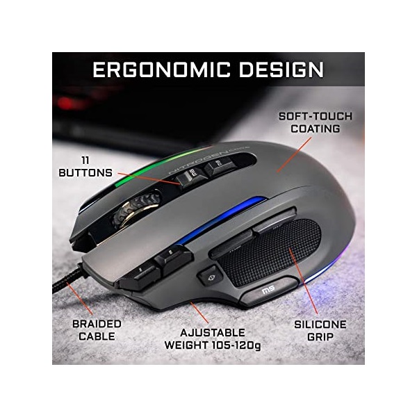 The G-Lab Gamer Egér - KULT NITRO ATOM (4800 DPI, 9 gomb, makro, 1,8m kábel, RGB LED, fekete) - Image 13