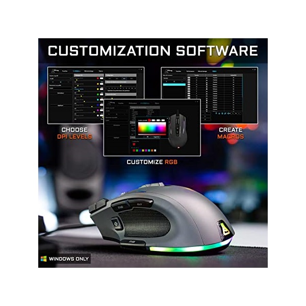 The G-Lab Gamer Egér - KULT NITRO ATOM (4800 DPI, 9 gomb, makro, 1,8m kábel, RGB LED, fekete) - Image 11