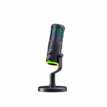 The G-Lab Mikrofon - K-MIC-NEON (3.5mm Jack csatlakozó, RGB, DUAL-CHANNEL CARDIOID, ENC, fekete)