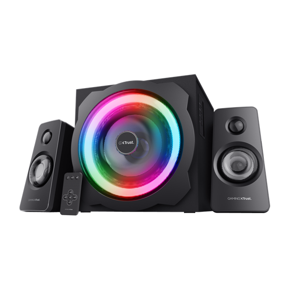 Trust_Hangszoro_21_-_GXT629_Tytan_RGB_LED_60W_RMS_ERP_II_hangeroszabalyzo_35mm_jack_230V_tapcsatlakozo-i401477.png Trust Hangszóró 2.1 - GXT629 Tytan (RGB LED; 60W RMS; ERP II; hangerőszabályzó; 3,5mm jack; 230V tápcsatlakozó) - Image 1