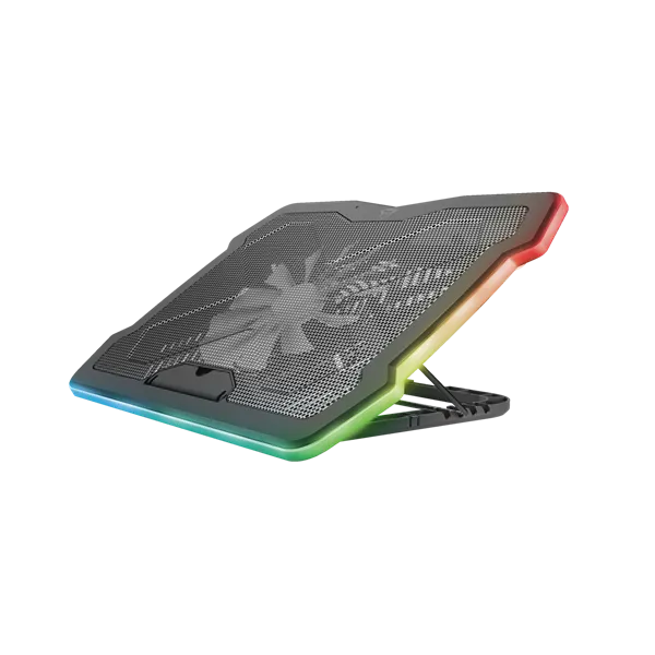 Trust Notebook Hűtő Pad - GXT1126 Aura (állítható dőlésszög; USB-ről működő ventilátor; LED; fekete)