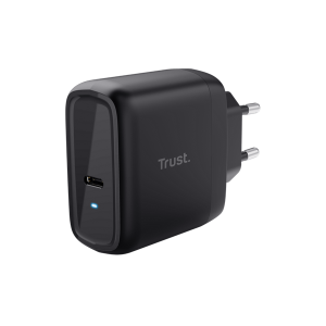 Trust Telefon töltő - Maxo (1port 65W USB-C; fekete; hálózati csatlakozó; telefon és notebook töltésére (5-20V))